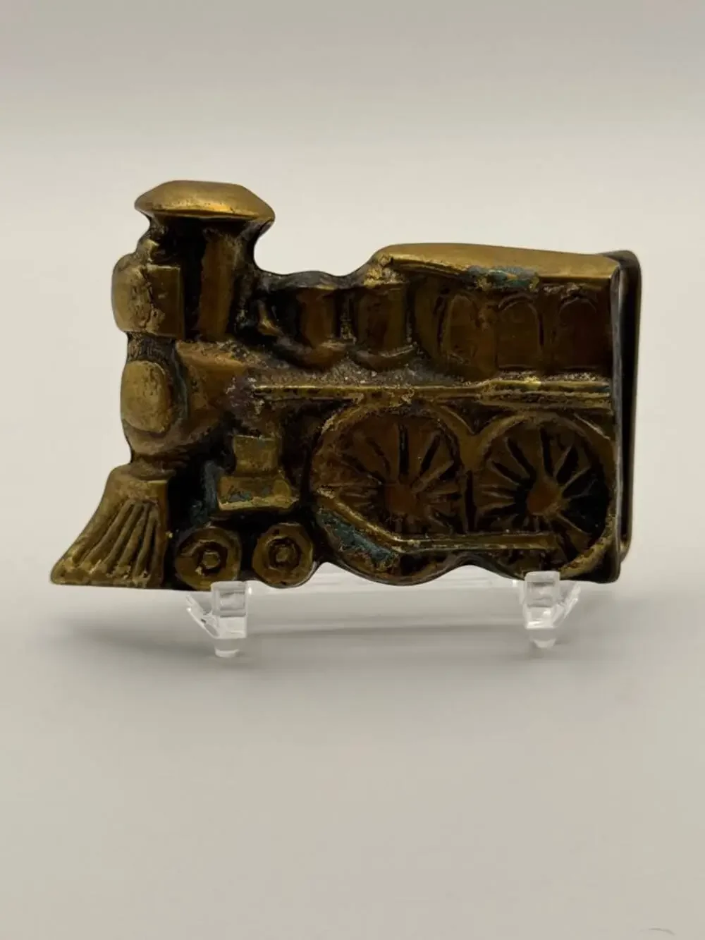 Scott Nelles 1977 Brass Steam Locomotive 3D Sculpted Belt Buckle Western Cowboy